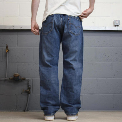 Blue Levis 505 jeans W38L30 blue loose straight leg y2k style pants red tab logo