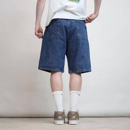 Baggy Wrangler jorts W36 blue denim Y2K skater style jorts waist patch