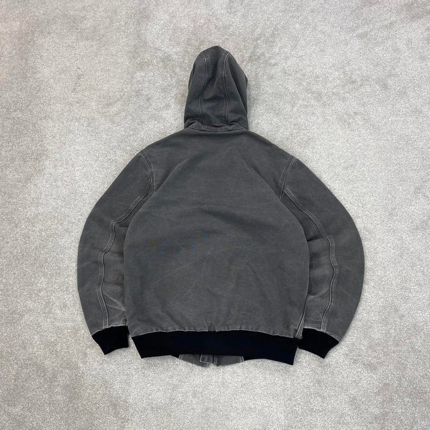 Grey Carhartt hooded active jacket Medium technical canvas 90s style skater bomber