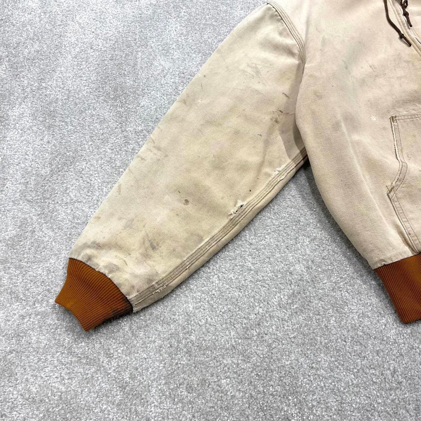 Vintage Carhartt jacket hooded active Medium Men's beige technical canvas 90s style skater bomber