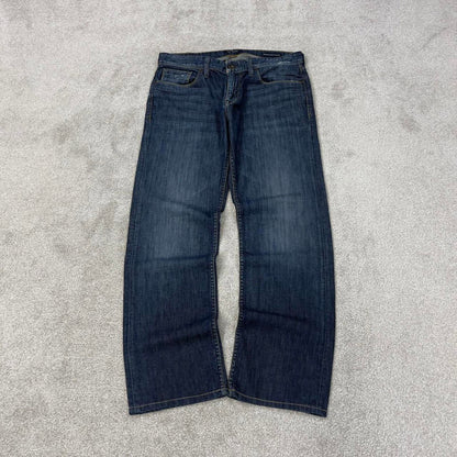 Blue Guess jeans W34L30 blue slim straight y2k 00s style jeans embroidered stitch detail