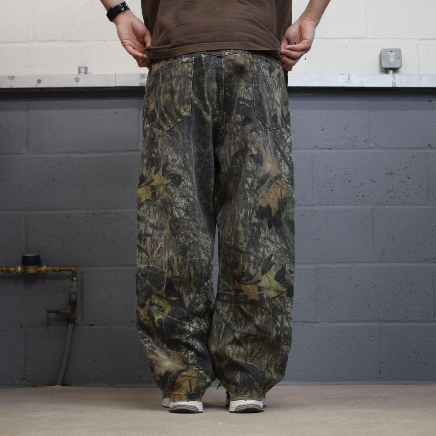 Wrangler camo double knee jeans khaki Loose leg denim tree camouflage hunting pants