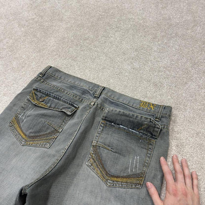 Long Baggy denim shorts y2k blue Brooklyn Xpress skater style brand surf jorts