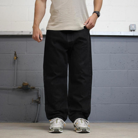 Black Levi's 505 jeans W40L29 thick denim 90s style skater pants 5 pocket red tab logo