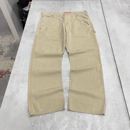 Dickies carpenter trousers W34L30 beige wide leg flex skate style cargo pants