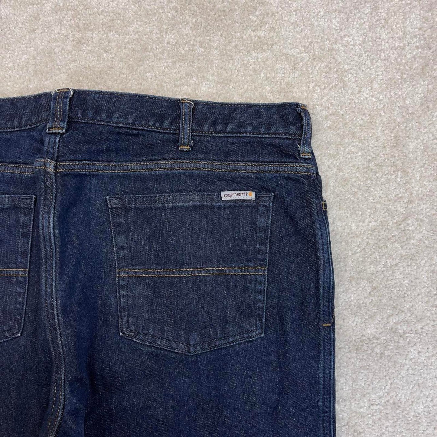 Blue Carhartt jeans size 16 W36L29.5 women's straight leg y2k 90s style flannel lined