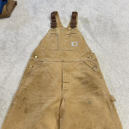 Vintage Carhartt dungarees tan brown overalls Bib & brace utility workwear farmer