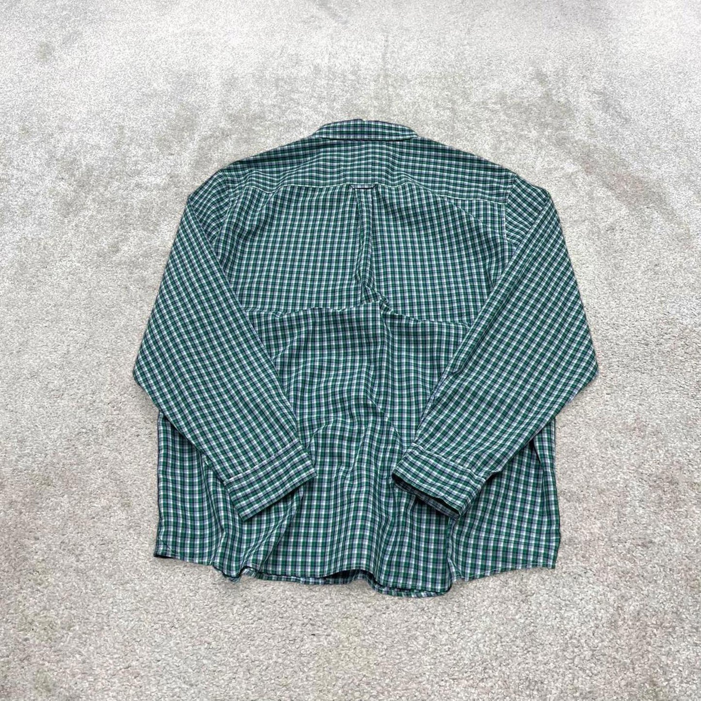 00s checkered Chaps technical shirt 2XL men's green long sleeve button up autumn y2k style