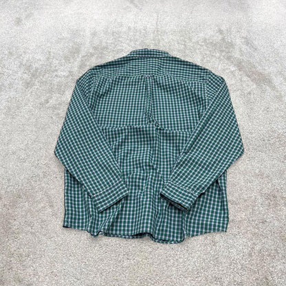 00s checkered Chaps technical shirt 2XL men's green long sleeve button up autumn y2k style