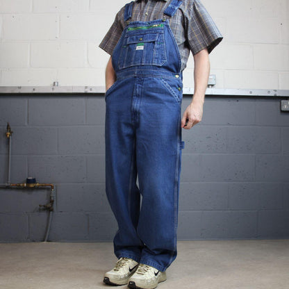 Liberty baggy dungarees denim overalls navy blue Vintage workwear bib & brace utility