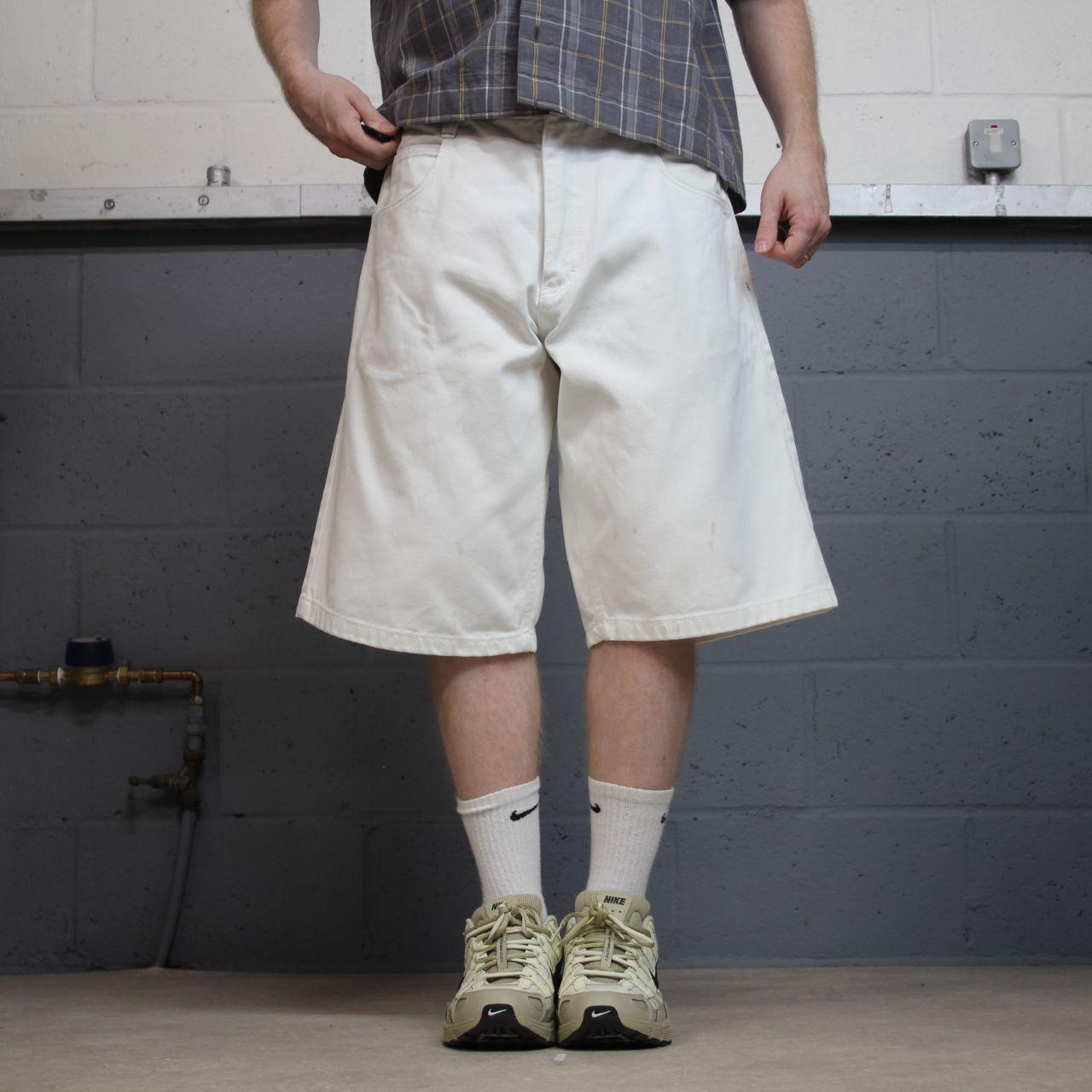 Baggy Southpole denim shorts y2k white Streetwear skater style surf shorts
