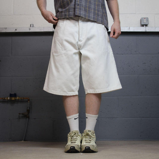 Baggy Southpole denim shorts y2k white Streetwear skater style surf shorts