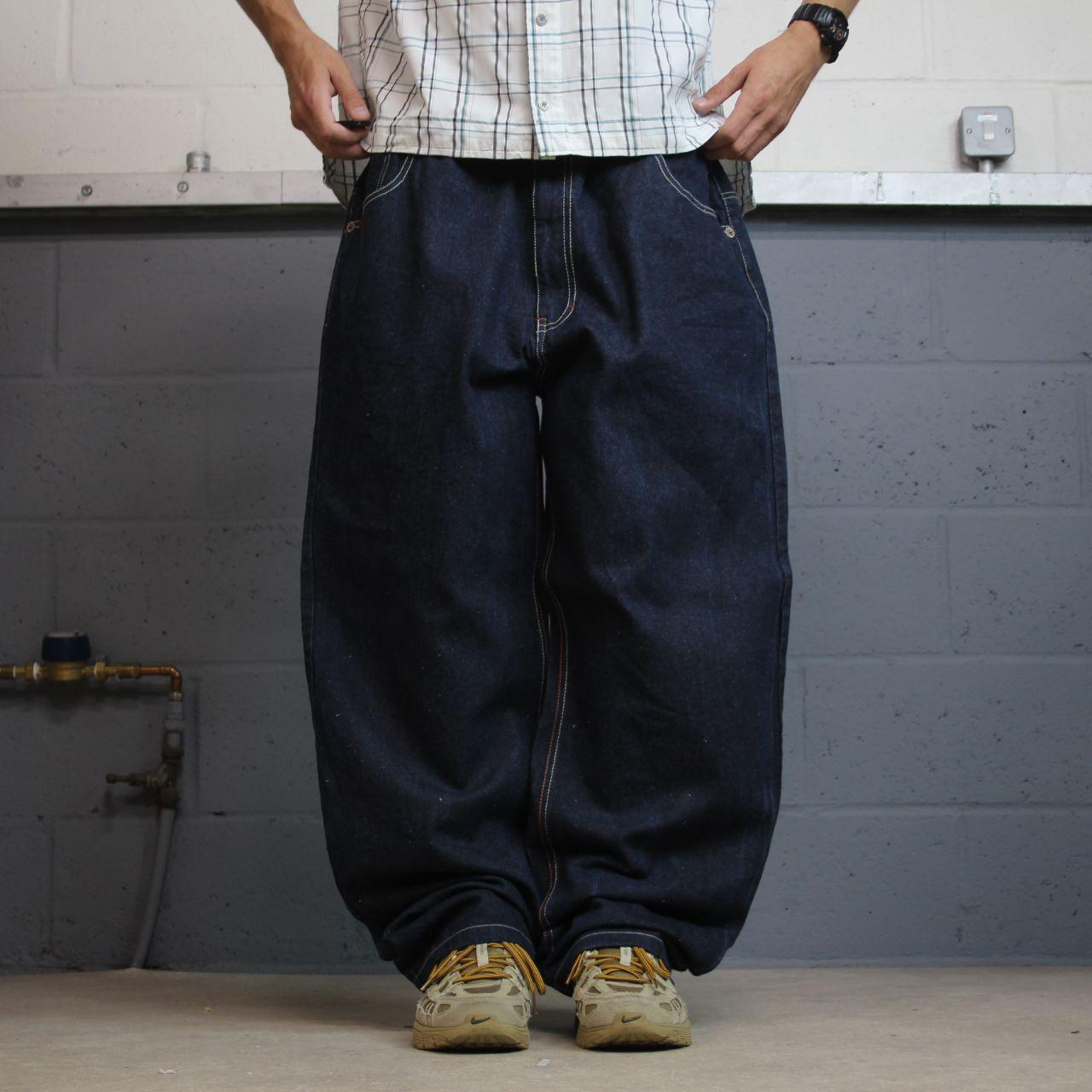 Extra baggy embroidered jeans y2k W42L32 navy blue