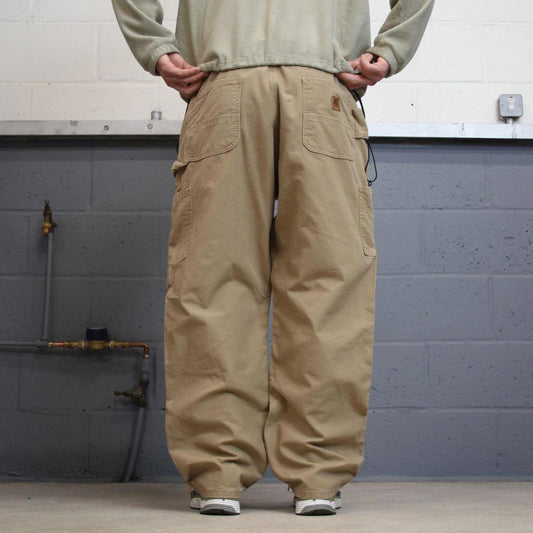 Y2K baggy Carhartt carpenter pants tan brown Loose leg canvasy skate style workwear cargo pants