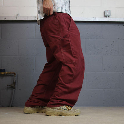 Baggy carpenter jeans y2k loose wide leg burgundy Cotton On 100% cotton skater utility cargo pants