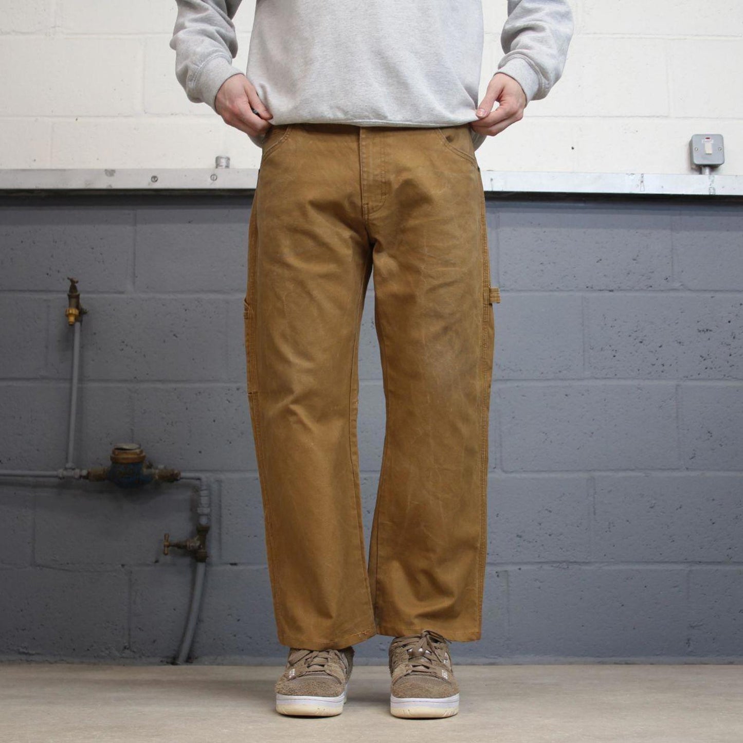 Dickies carpenter jeans W34L27 loose tan brown canvas cargo skater style pants