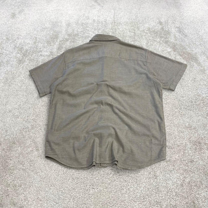 Columbia Y2K short sleeve shirt grey Festival style button down summer shirt