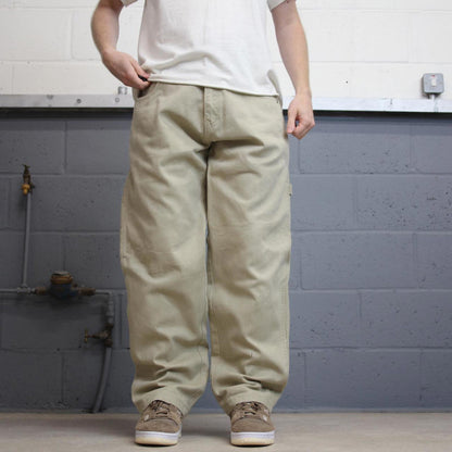Beige Results carpenter jeans W33L32 baggy cargo skater style jeans