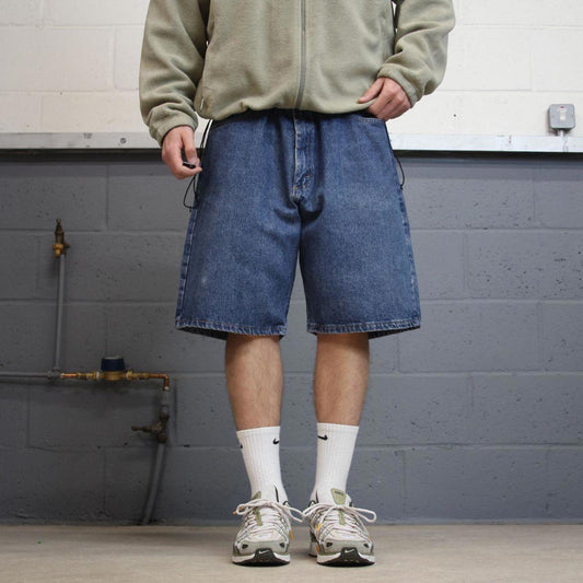 Y2k baggy Wrangler shorts skater style blue Denim loose leg summer festival jorts