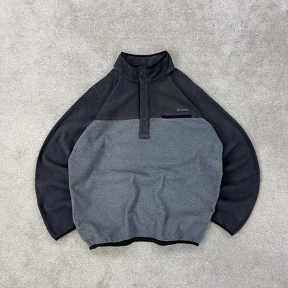 Grey Columbia technical fleece Large y2k style snap T popper autumn fall fashion pull over