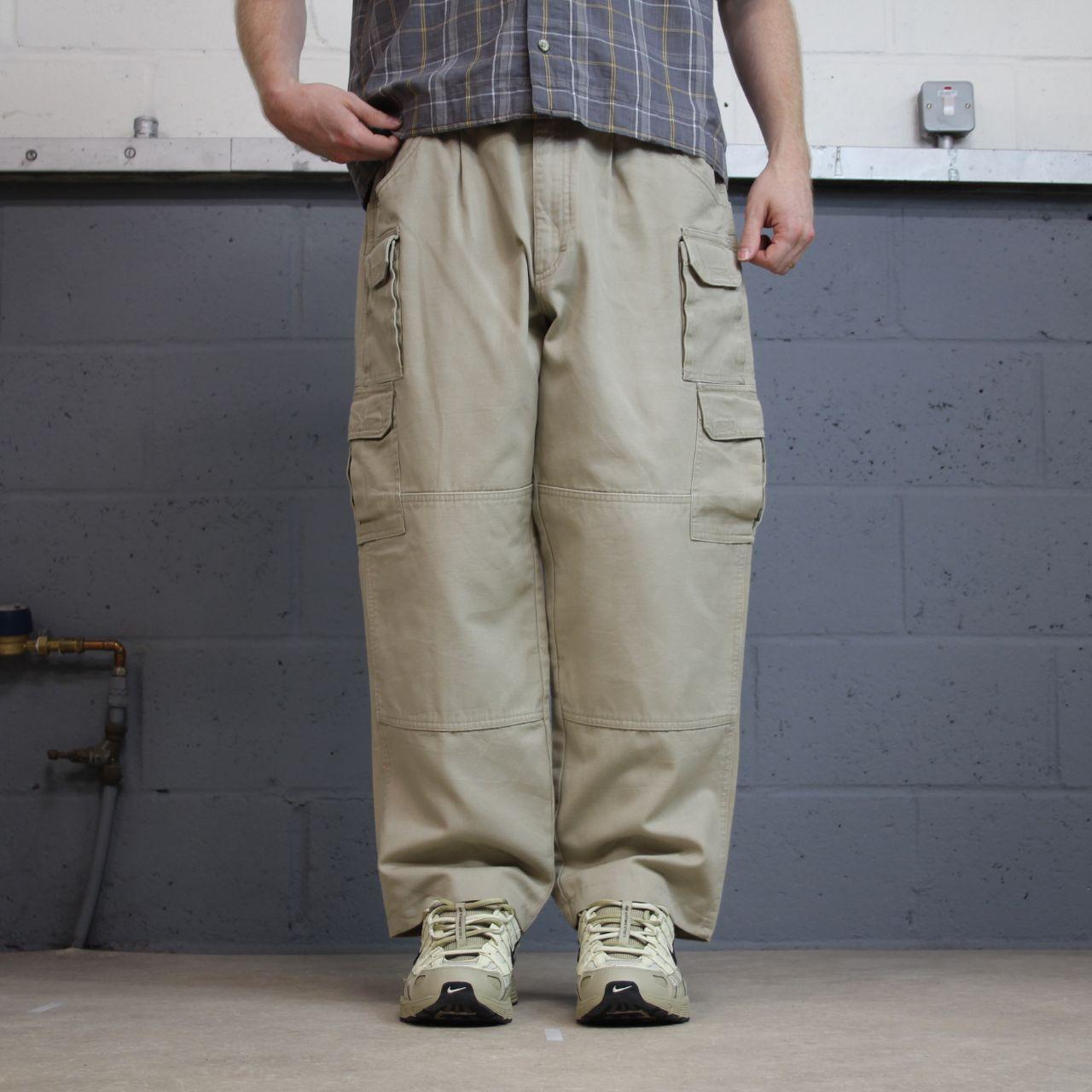 Woolrich baggy carpenter jeans y2k wide leg beige Loose leg skater style utility workwear pants