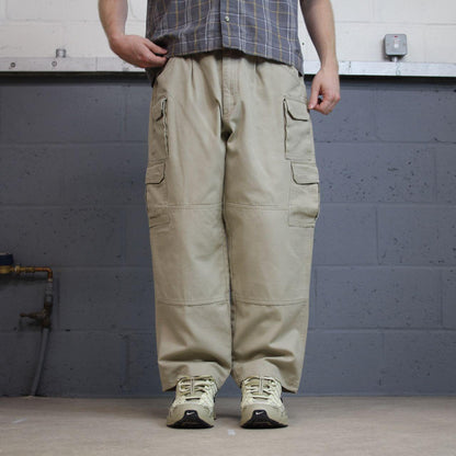 Woolrich baggy carpenter jeans y2k wide leg beige Loose leg skater style utility workwear pants