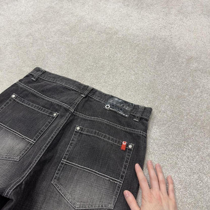 Baggy Southpole denim shorts y2k black Streetwear skater style brand surf jorts