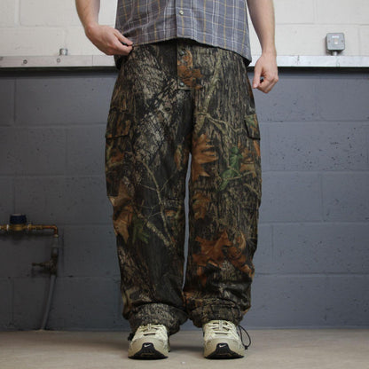 Vintage Realtree fleece khaki camo cargo pants XL thick fleece hunting utility trousers