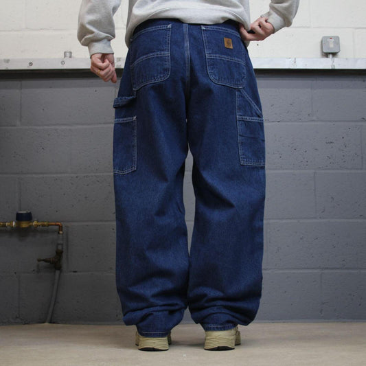 Carhartt baggy carpenter jeans denim blue Loose wide leg workwear skater pants