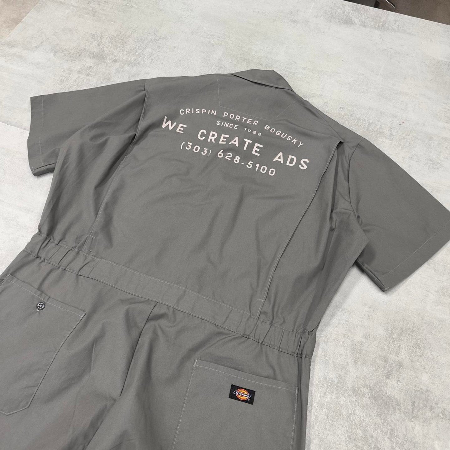 00s Dickies boiler suit coveralls XL Grey baggy twill style short sleeve jumpsuit mechanic
