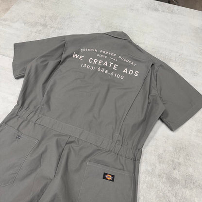 00s Dickies boiler suit coveralls XL Grey baggy twill style short sleeve jumpsuit mechanic
