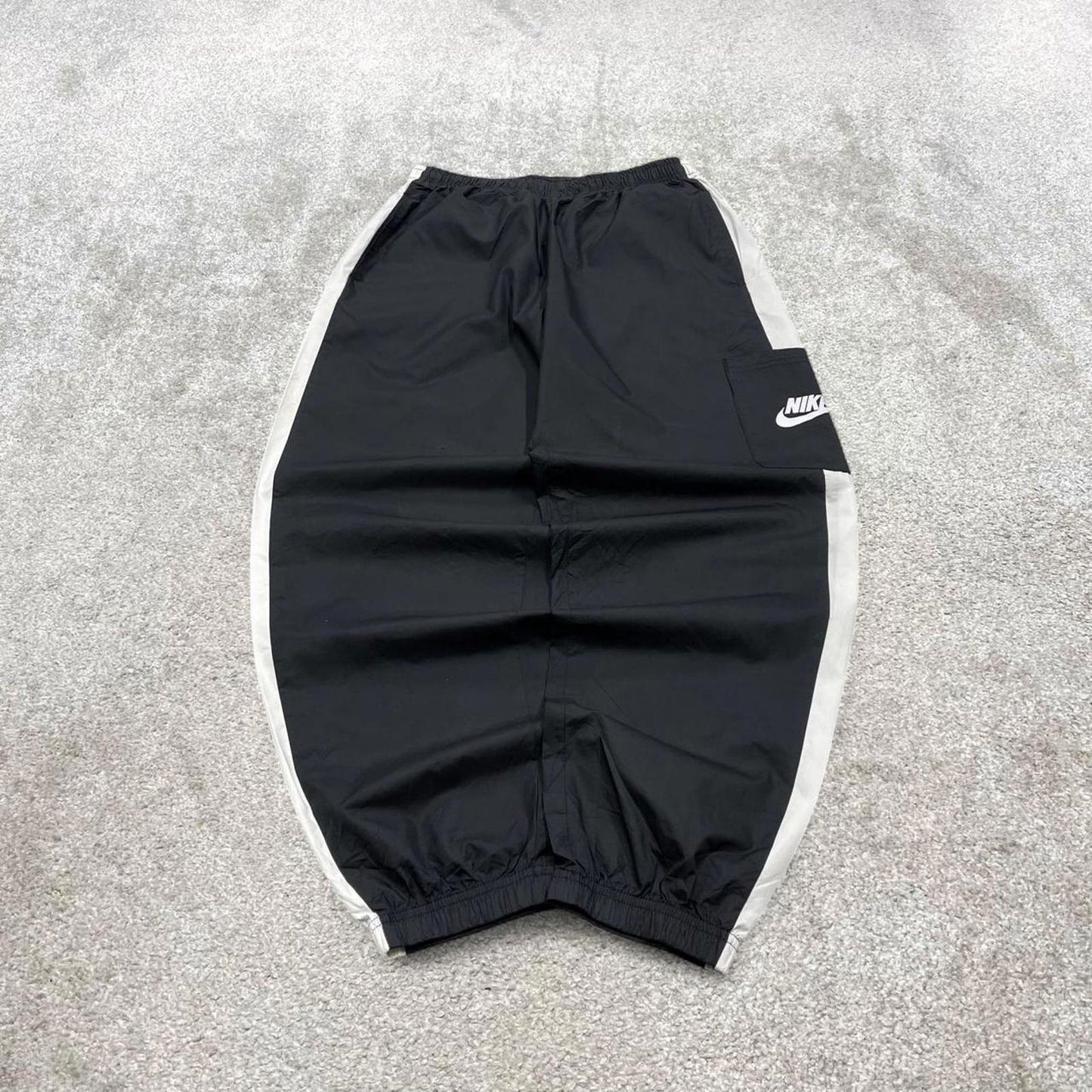 Y2k Nike tracksuit bottoms black Lightweight floaty leg print logo track pants