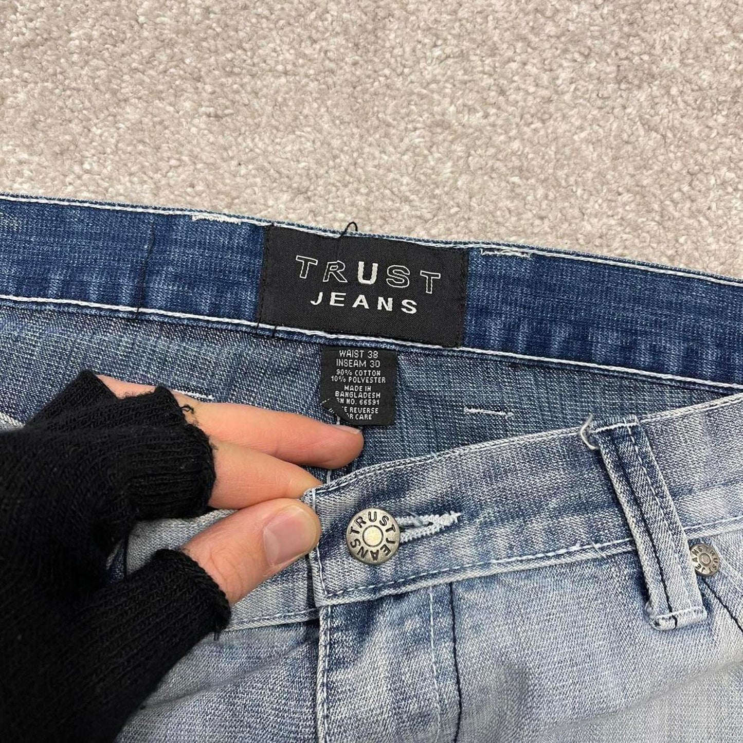 Y2k baggy jeans skater style W38L30 loose 00s Trust Jeans 5 pocket faded denim casual autumn