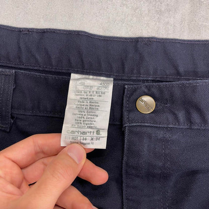 Baggy Carhartt carpenter jeans W38L34 navy loose 90s skater style canvas workwear cargos hi vis