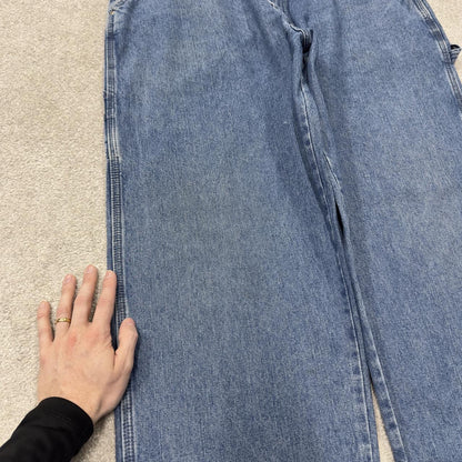 Wrangler wide leg baggy cargo jeans y2k blue denim Loose fit skater 2000s style cargo pants