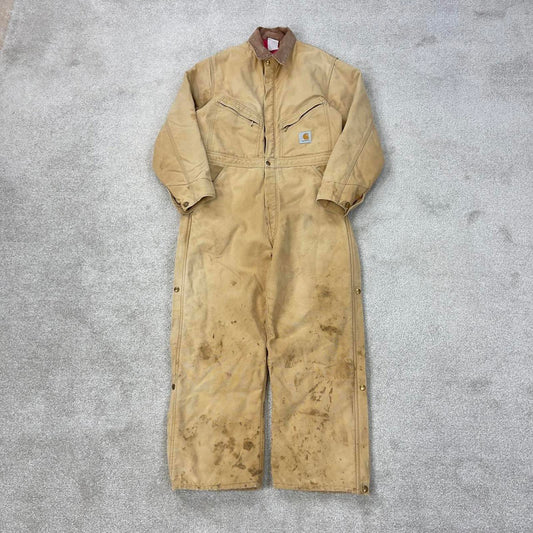 Vintage Carhartt boilersuit S/ M thick quilt lined coveralls heavy duty workwear