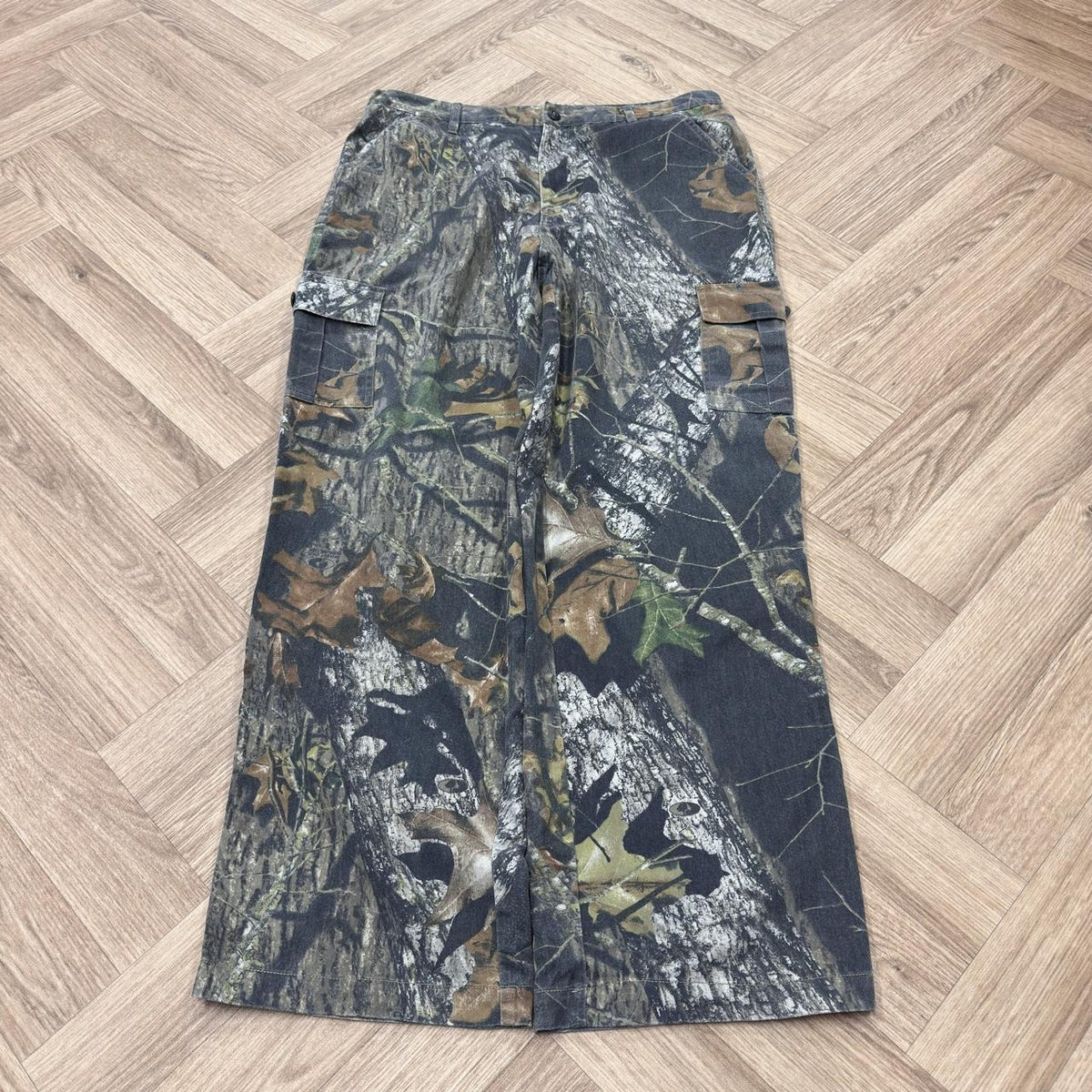 Vintage baggy camo cargo hunting pants Loose leg field staff mossy oak camouflage combat trousers