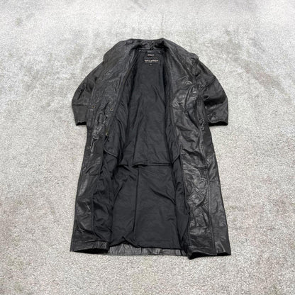 Vintage long genuine leather trench coat black Wilsons full length Thinsulate jacket Korean made
