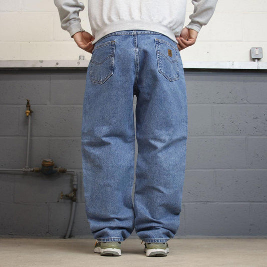 Blue Carhartt jeans W38L32 vintage 90s skater style relaxed fit loose 5 pocket pants