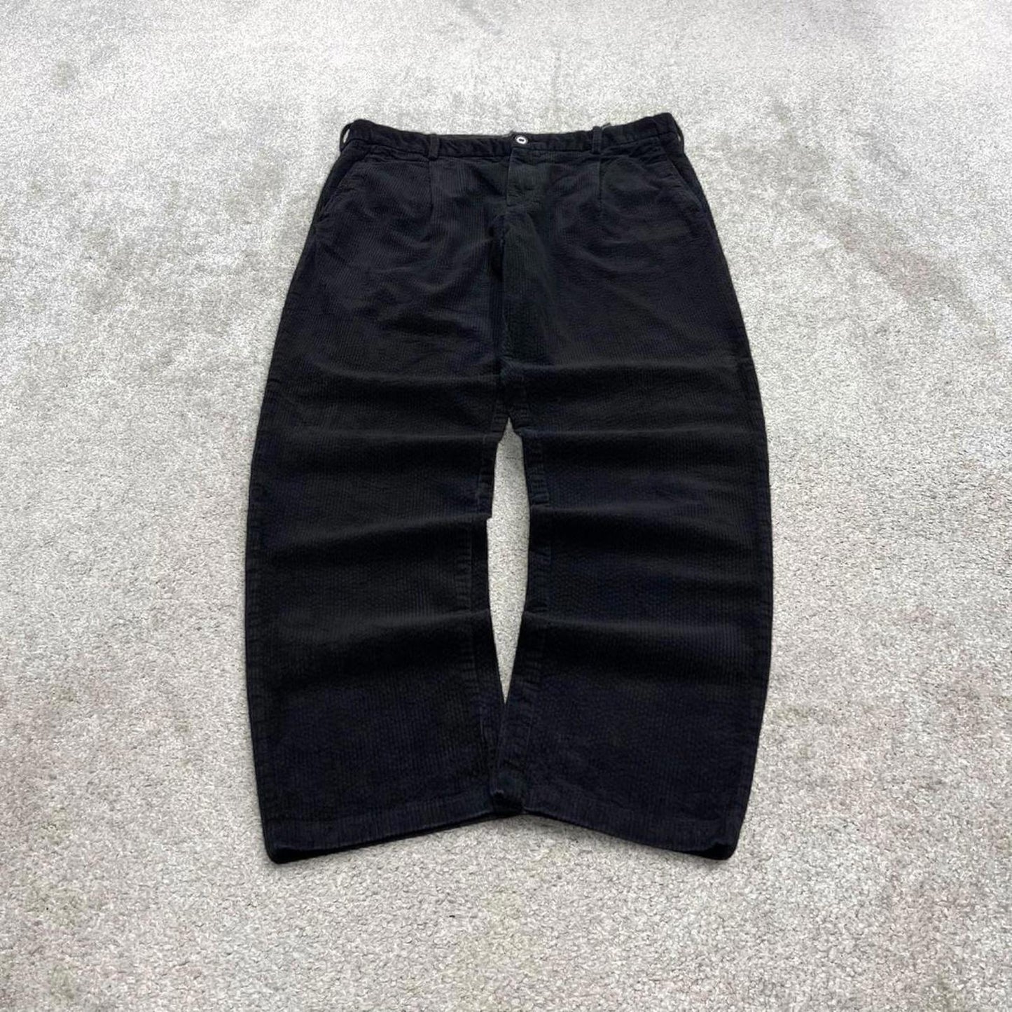 Y2K  pleated jumbo corduroy pants black H&M Wide wale chunky cord trousers