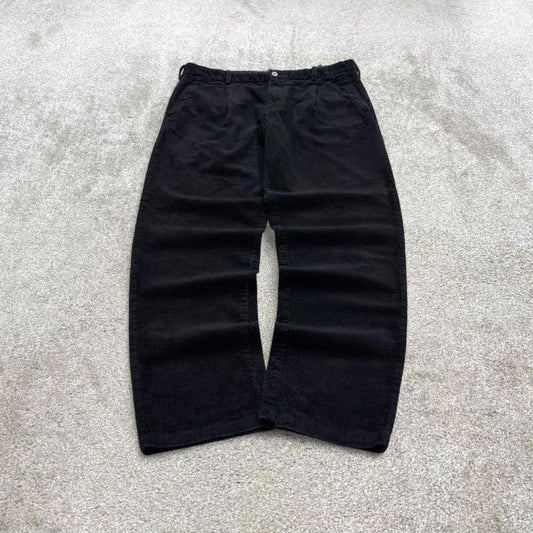 Y2K  pleated jumbo corduroy pants black H&M Wide wale chunky cord trousers