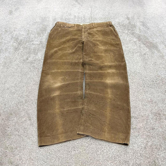 Vintage baggy jumbo corduroy pants brown Lands’ End Wide wale chunky cord trousers