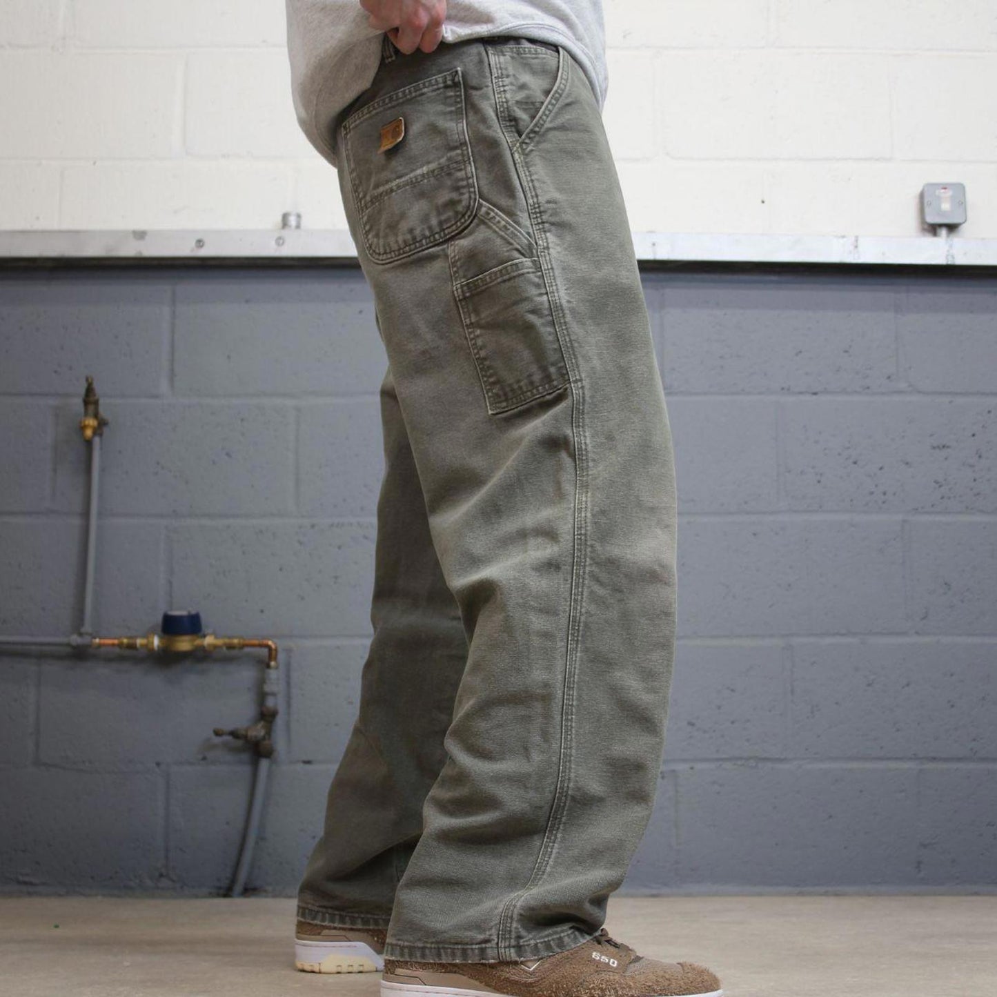 Y2K baggy Carhartt carpenter jeans green Loose wide leg canvas skate style workwear cargo pants