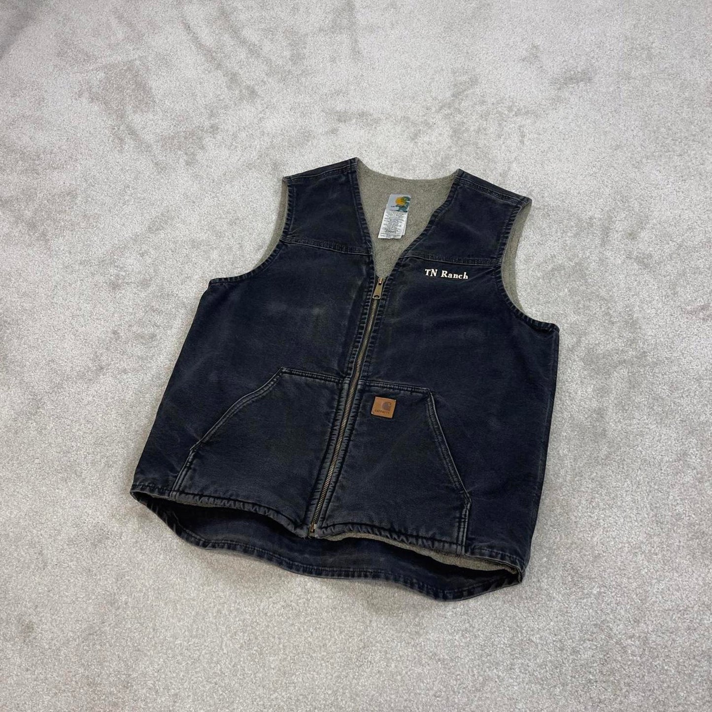 Black vintage Carhartt Gilet L Tall thick canvas sherpa lined body warmer
