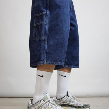 Mens Baggy Dickies carpenter shorts W38 thick blue denim jorts long over knee