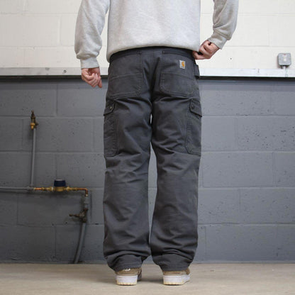 Y2K carhartt cargo pants grey Loose relaxed fit fleece lined skater cargos work pants