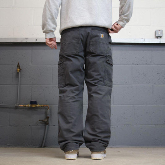 Y2K carhartt cargo pants grey Loose relaxed fit fleece lined skater cargos work pants