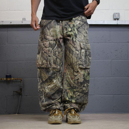 Baggy camo cargo pants Mossy Oak XL green Loose floaty tree camouflage combat trousers