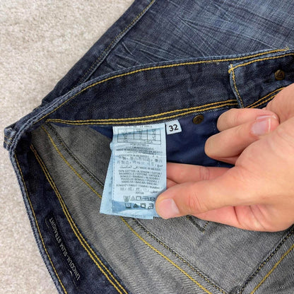 Blue Guess jeans W34L30 blue slim straight y2k 00s style jeans embroidered stitch detail