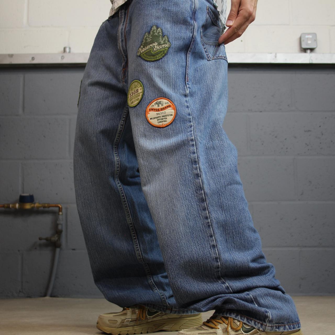 Y2K Enyce baggy jeans W36L33 blue Loose fit skater surf style patch detail embroidered jeans